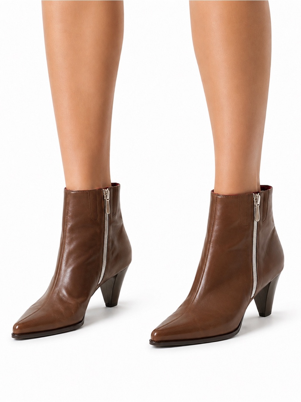 Donald J Pliner Italy Brown Leather Ankle Boots Y2K Pointed Toe 9M